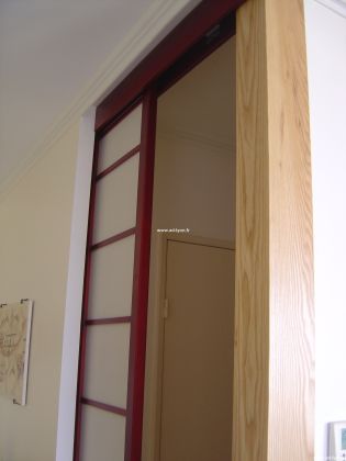 cloison japonaise avec joue en bois