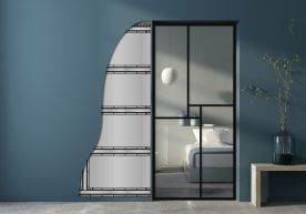 Porte vitrée en bois simple avec kit galandage [Produit sur mesure]