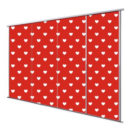 Porte intérieur coulissante 4 vantaux coeur