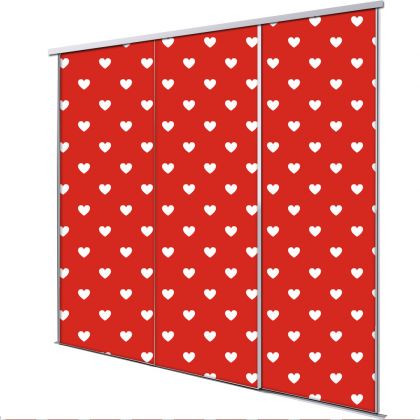 Porte intérieur coulissante 3 vantaux coeur