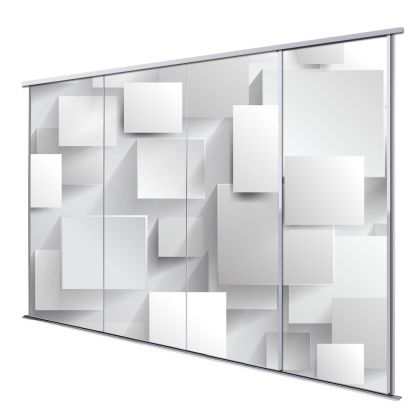 Porte intérieur coulissante 4 vantaux relief rectangle