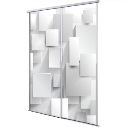Porte intérieur coulissante 2 vantaux relief rectangle