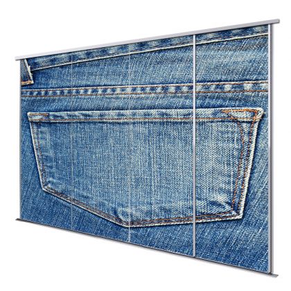 Porte intérieur coulissante 4 vantaux jean