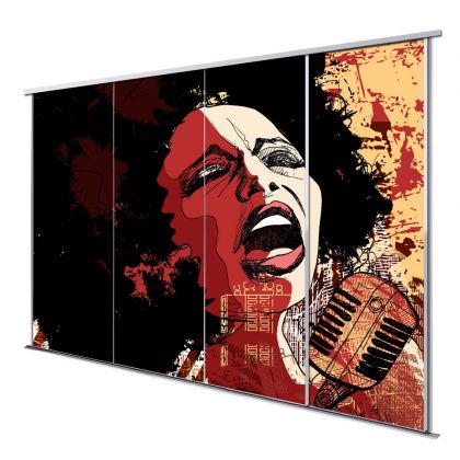 Porte intérieur coulissante 4 vantaux chanteuse