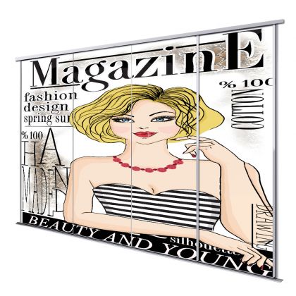 Porte intérieur coulissante 4 vantaux magasine