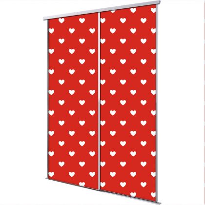 Porte intérieur coulissante 2 vantaux coeur