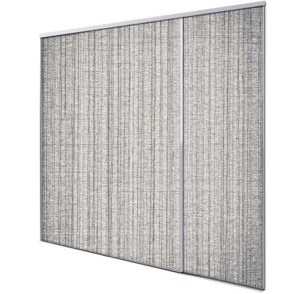 Porte intérieur coulissante 3 vantaux grisée verticale