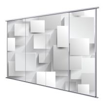 Porte int&eacute;rieur coulissante 4 vantaux relief rectangle