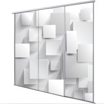 Porte int&eacute;rieur coulissante 3 vantaux relief rectangle