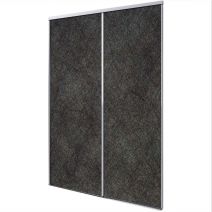 Porte int&eacute;rieur coulissante 2 vantaux alaska gris fonce