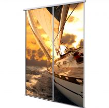 Porte int&eacute;rieur coulissante 2 vantaux voile