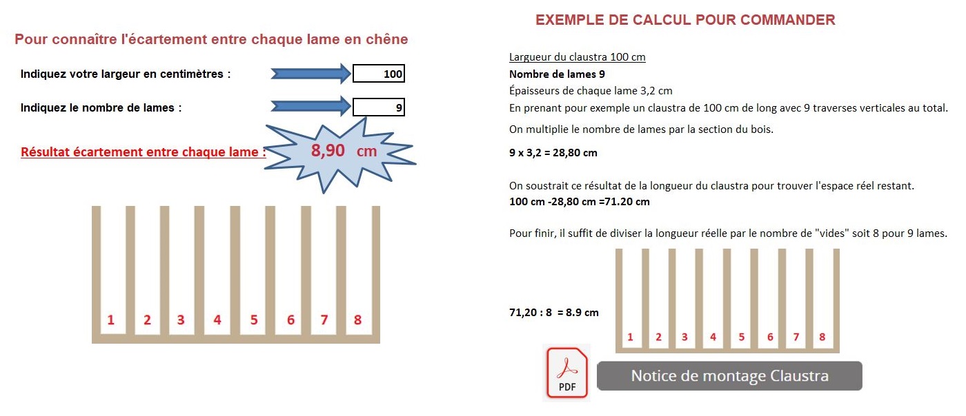 Lame de claustra chêne massif 1er choix en kit